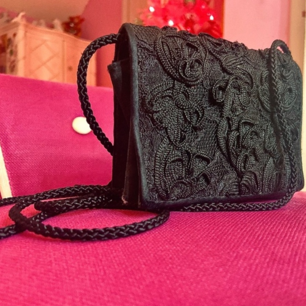 90s Vintage André Cellini Mini Shoulder Purse Evening Goth Glam Cocktail Party